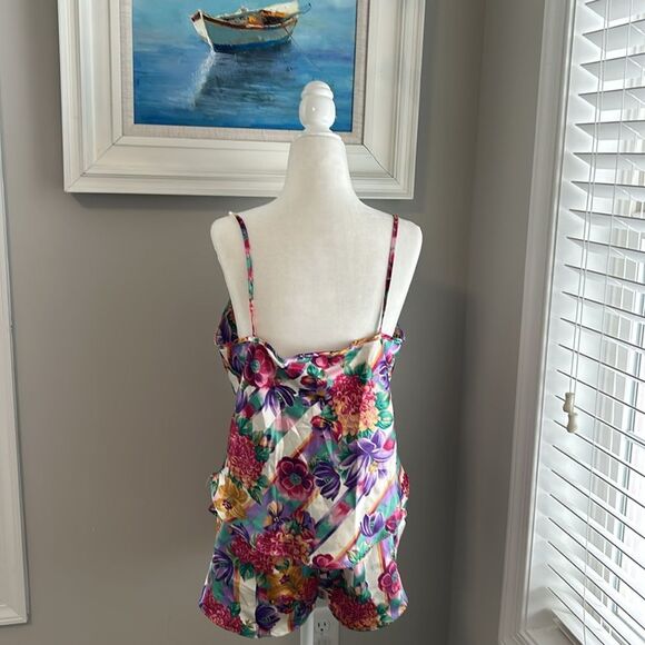 Vintage California Dynasty 2 Piece Sleeveless Short Floral Pajama Set - Picture 7 of 14